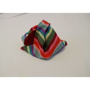Rainbow Knit Stripes Reversible Japanese Knot Bag